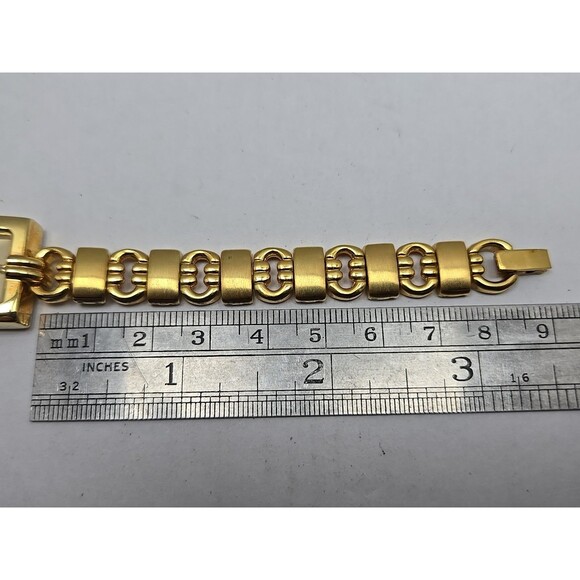 Holsted Gold Tone Tank Bracelet Watch New Battery Ladies Crystal Dress Classic - Picture 9 of 11